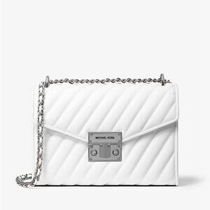 Michael Kors  Rose -Medium Flap Shoulder / Crossbody Bag - Optic White